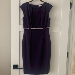 Calvin Klein purple dress with lavender belt